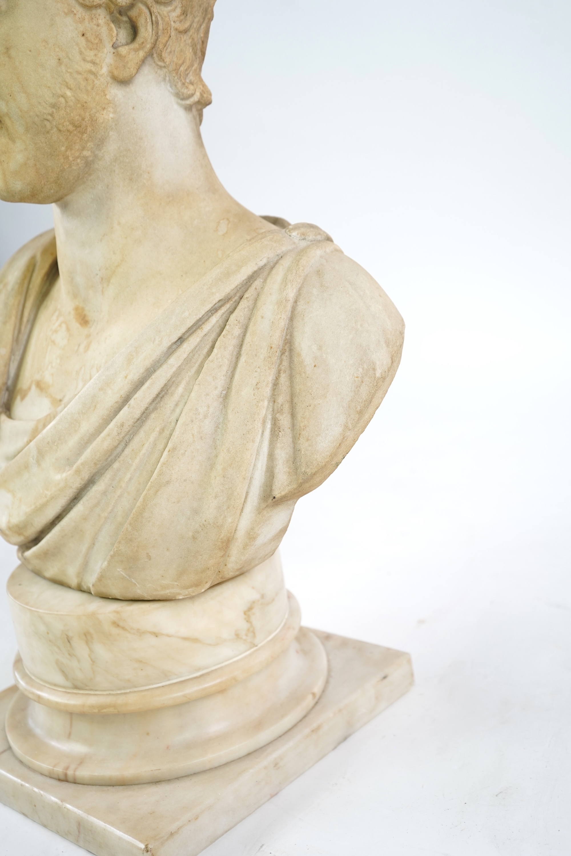 A neoclassical life size marble bust of a gentleman, early 19th century